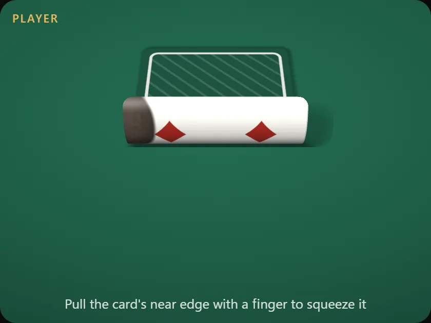 A baccarat card partly squeezed on the table